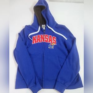 Kansas Jayhawk Full Zip Hooded Sweater Blue Women's XL
